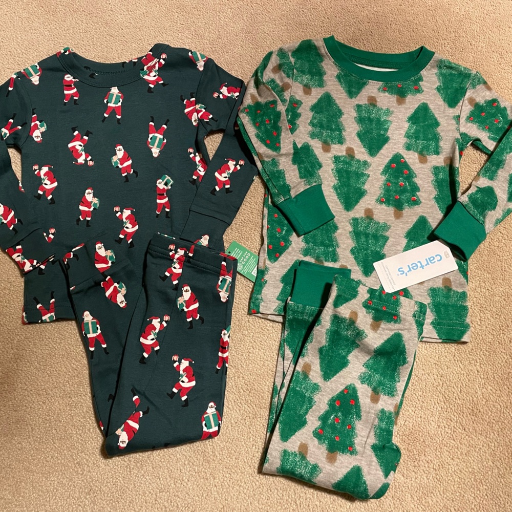 New GAP / Carters Christmas Pajamas 12-18 months and 18 months